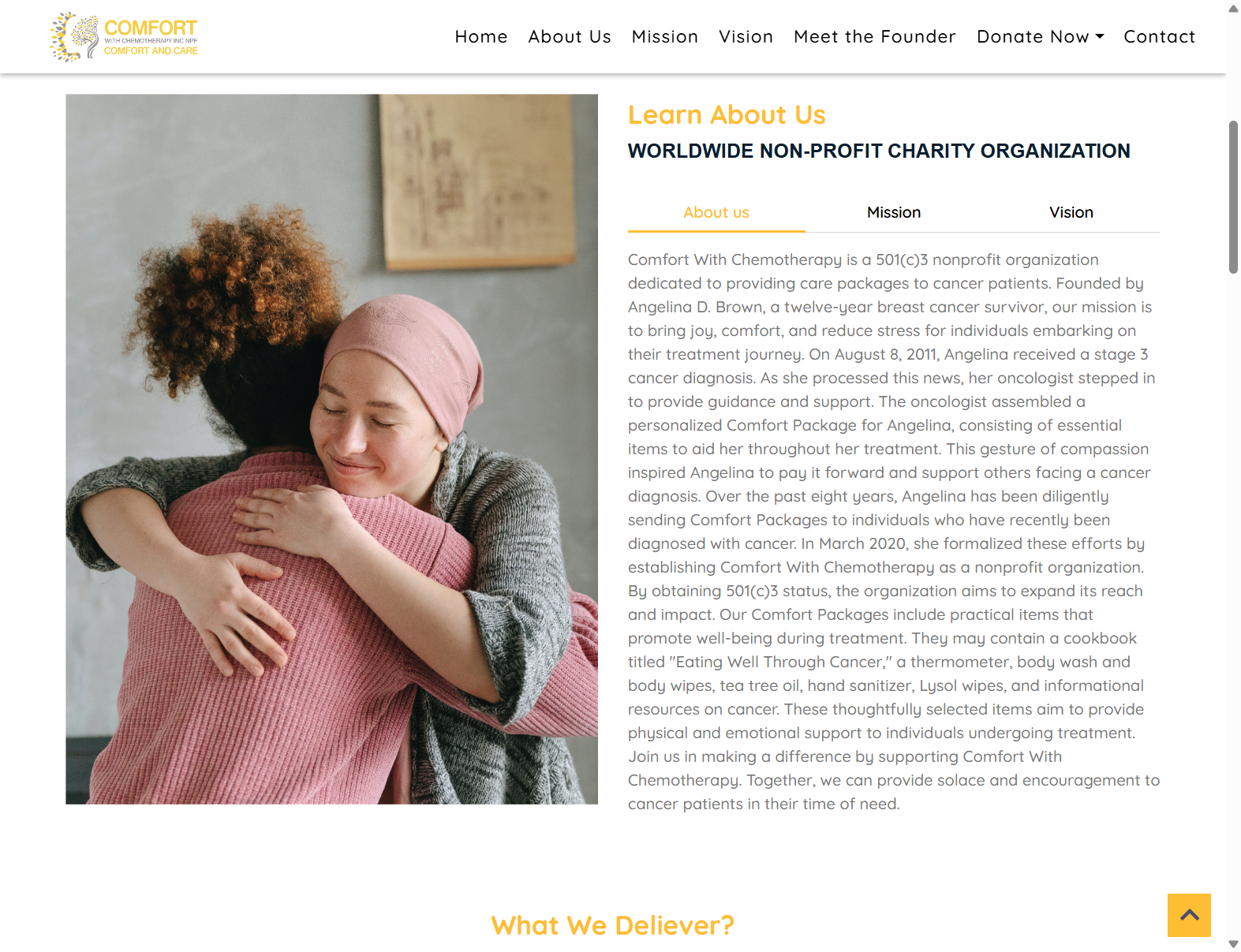 Comfort With Chemotherapy website homepage
